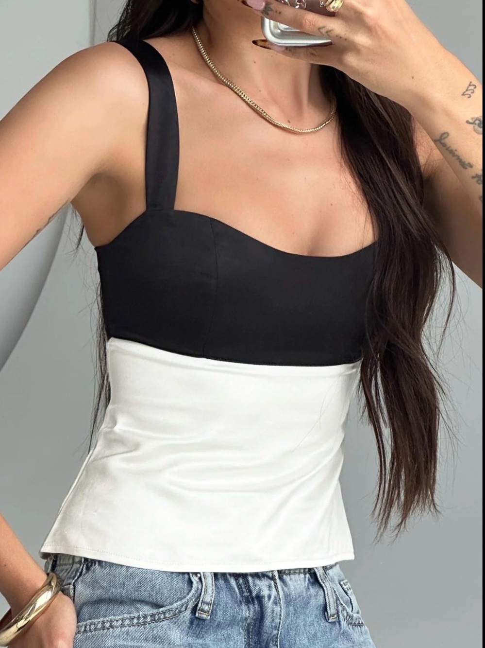 Princess Polly Black & White Two-Tone Corset Crop Top